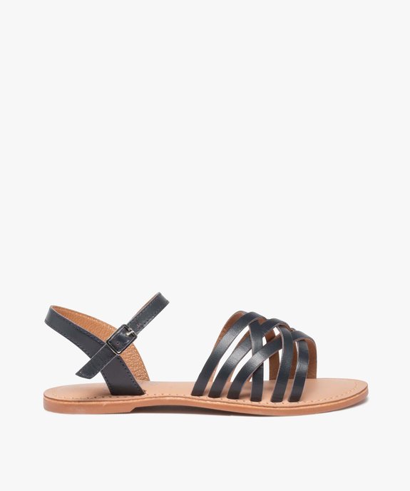 Sandales fille à fines lanières en cuir uni vue1 - GEMO (ENFANT) - GEMO