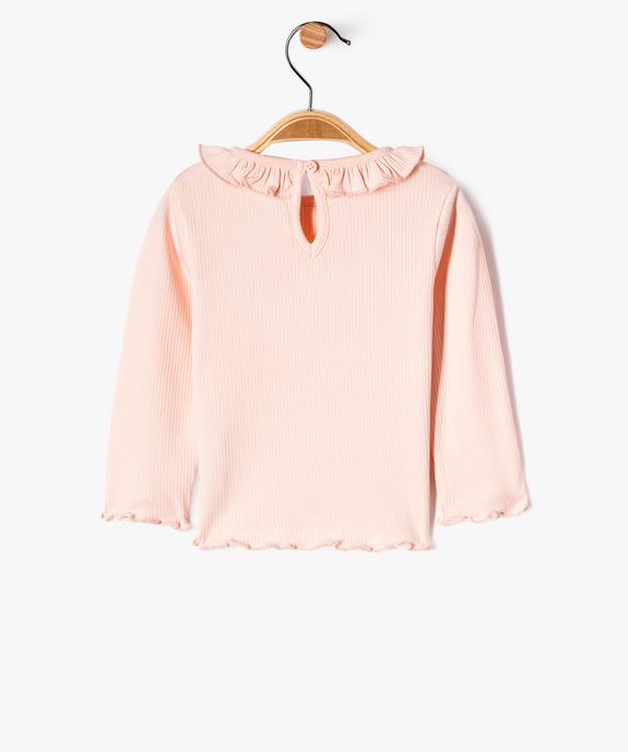 Tee-shirt à manches longues avec finitions volantées bébé fille vue3 - GEMO(BEBE DEBT) - GEMO