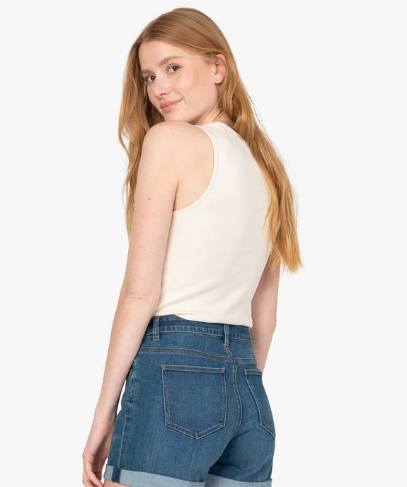 Débardeur femme en coton côtelé découpe américaine - GEMO(FEMME PAP) Débardeur femme en coton côtelé découpe américaine vue3 - GEMO(FEMME PAP) - GEMO