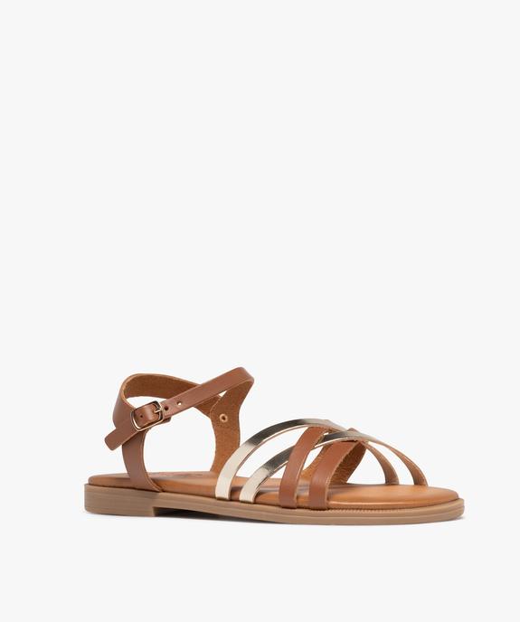 Sandales plates à brides en cuir entrecroisées femme - Tanéo vue2 - TANEO - GEMO