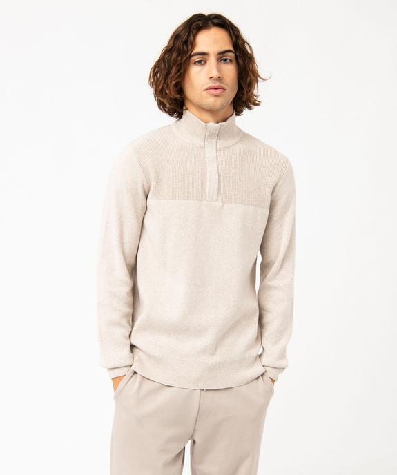 Pull col camionneur à maille fantaisie homme vue1 - GEMO (HOMME) - GEMO