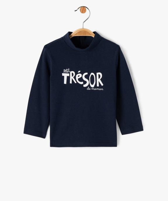 Tee-shirt à message manches longues et col roulé bébé garçon vue1 - GEMO 4G BEBE - GEMO