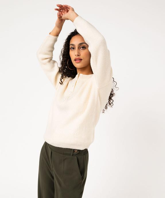 Pull grosse maille à col rond boutonné femme vue1 - GEMO(FEMME PAP) - GEMO