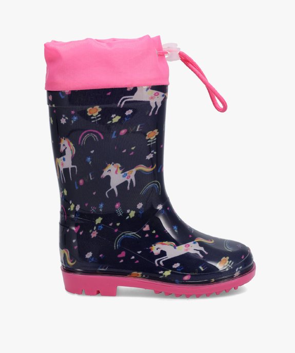 Bottes de pluie fille imprimées licorne à col ajustable vue1 - GEMO (ENFANT) - GEMO