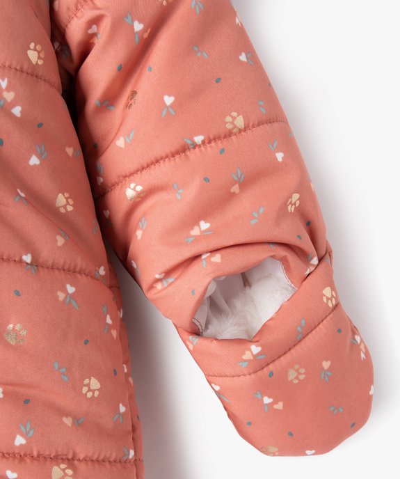 Combinaison pilote à capuche et moufles doublure fourrure imitation bébé vue3 - GEMO 4G BEBE - GEMO