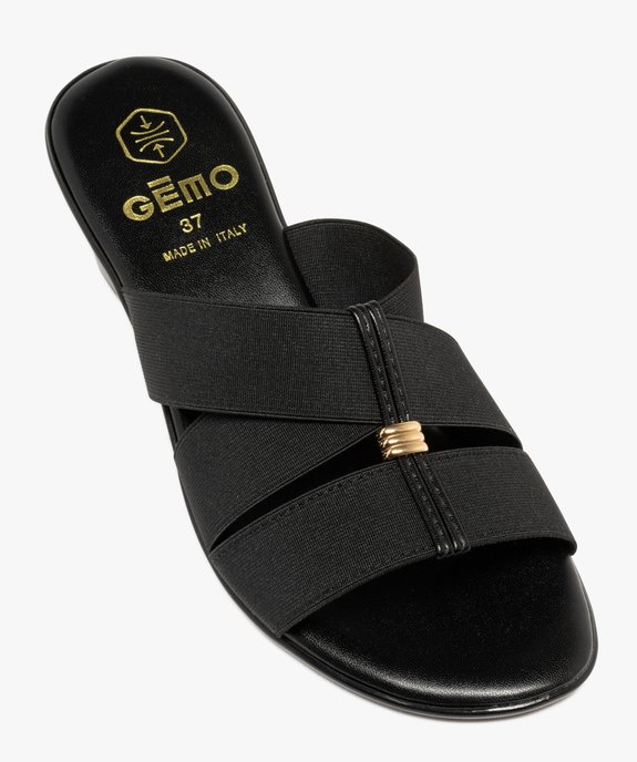 Mules femme à talon compensé et brides unies élastiques vue5 - GEMO(URBAIN) - GEMO