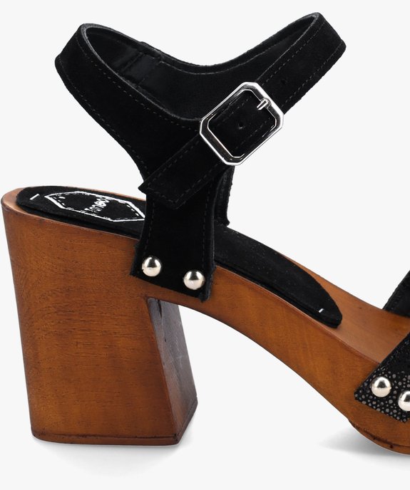 Sandales femme style sabots à talon dessus cuir - Taneo vue6 - TANEO - GEMO