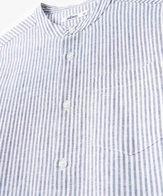 Chemise garçon rayée à manches longues et col mao vue3 - GEMO (JUNIOR) - GEMO