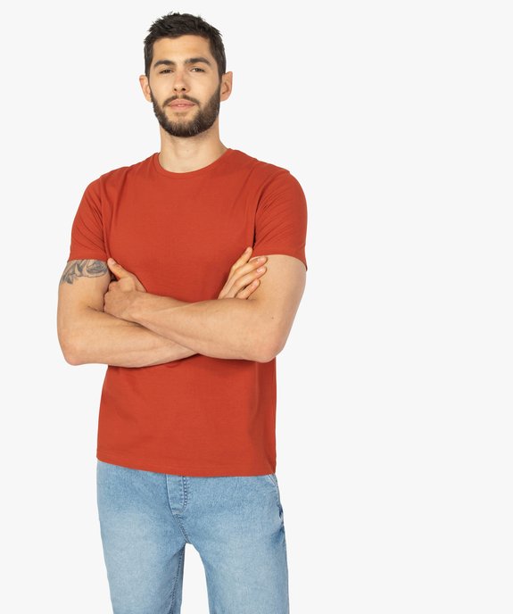Tee-shirt homme à manches courtes uni vue1 - GEMO 4G HOMME - GEMO