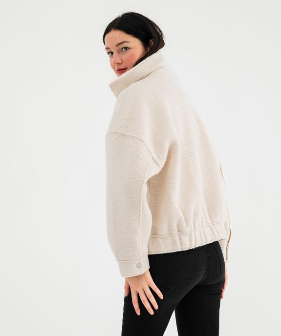 Blouson en maille bouclette chinée femme vue3 - GEMO 4G FEMME - GEMO