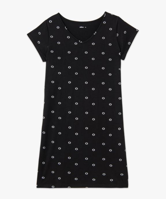 Chemise de nuit imprimée à manches courtes femme vue4 - GEMO 4G FEMME - GEMO