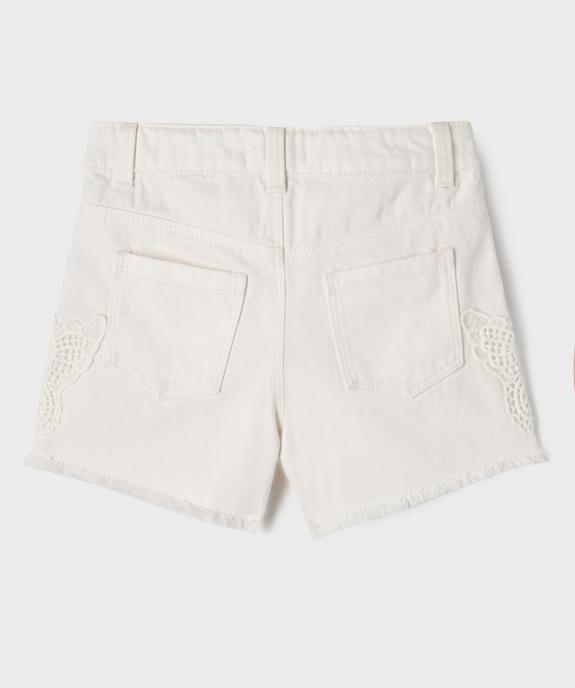 Short en jean brodé à bord franc fille vue4 - GEMO (ENFANT) - GEMO