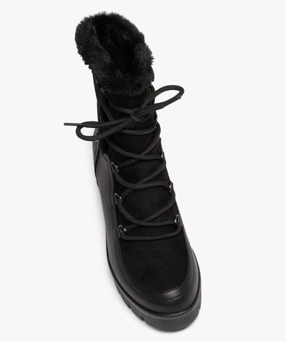 Boots fourrées femme unies à talon compensé vue5 - GEMO(URBAIN) - GEMO