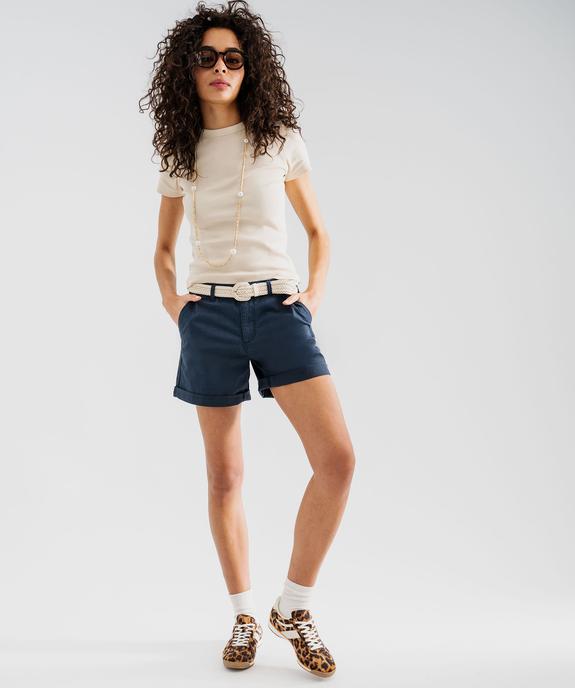 Short ample en coton stretch avec ceinture tressée femme vue4 - GEMO(FEMME PAP) - GEMO