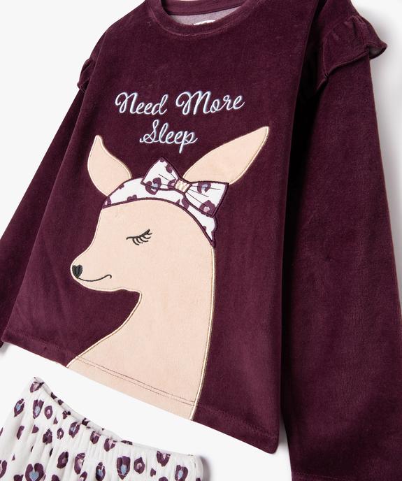 Pyjama en velours à motif biche avec petits volants fille vue2 - GEMO (ENFANT) - GEMO