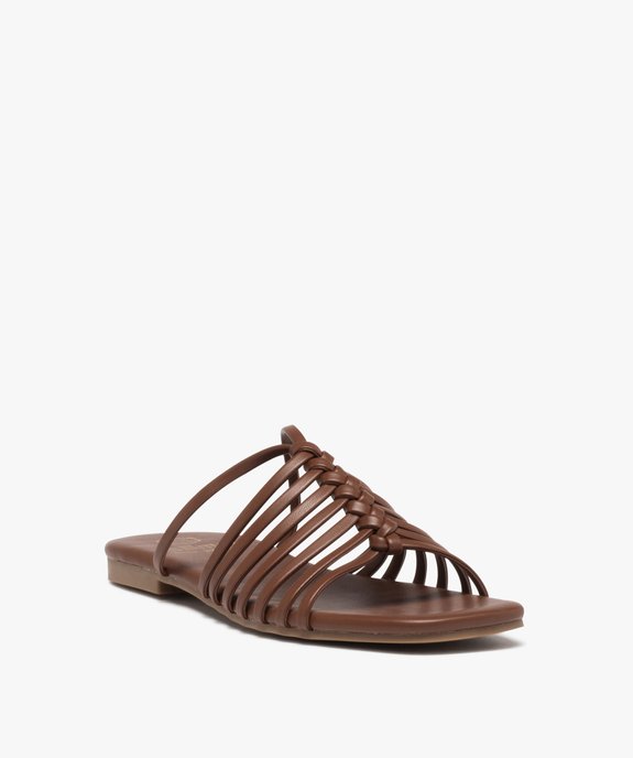 Mules femme à talon plat dessus à fines brides unies vue2 - GEMO (CASUAL) - GEMO