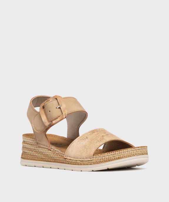 Sandales à talon compensé et scratch légères femme - Emilia Rosa vue2 - EMILIA ROSA - GEMO