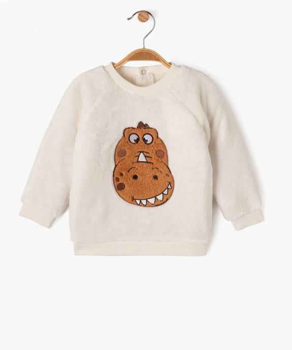 Sweat en maille peluche avec motif dinosaure brodé bébé garçon vue1 - GEMO(BEBE DEBT) - GEMO