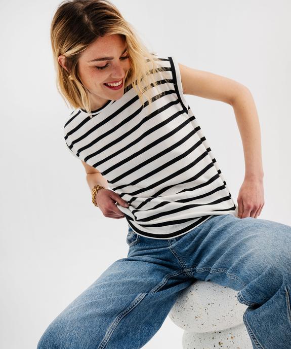 Tee-shirt rayé à manches ultra courtes femme vue6 - GEMO 4G FEMME - GEMO