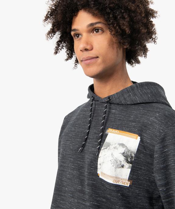 Sweat homme à capuche aspect chiné vue2 - GEMO (HOMME) - GEMO