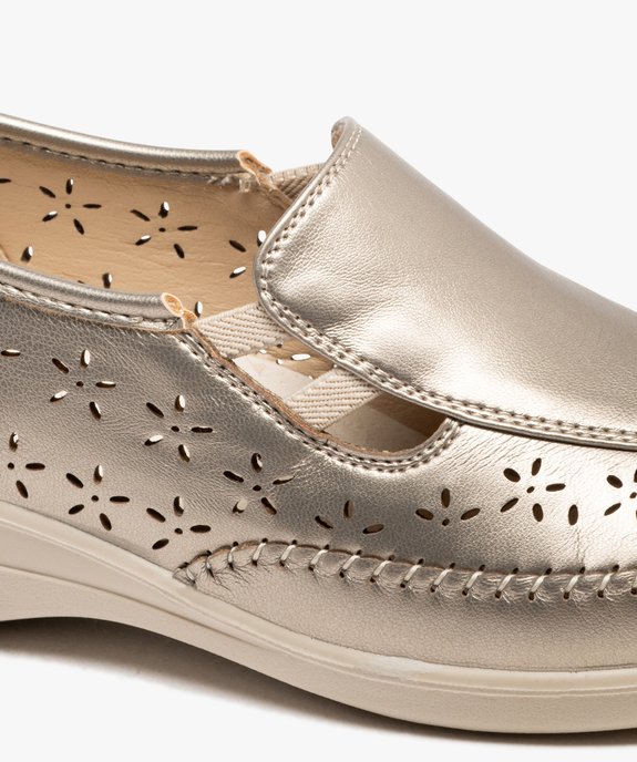 Mocassins femme confort unis métallisés et ajourés à semelle compensée vue12 - G'FLEX - GEMO