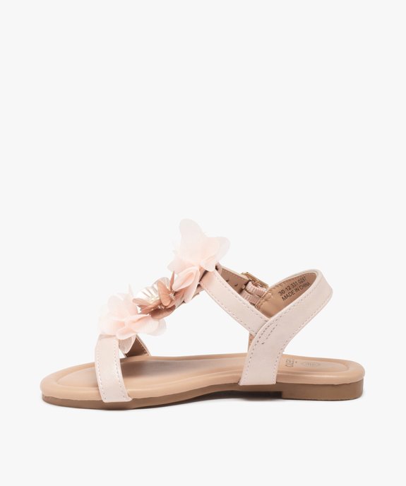 Sandales fille unies à fines brides et fleurs en tulle vue3 - GEMO (ENFANT) - GEMO