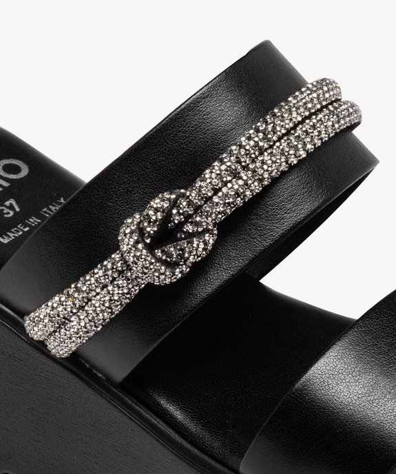 Mules femme compensées dessus uni ornées de strass vue6 - GEMO(URBAIN) - GEMO