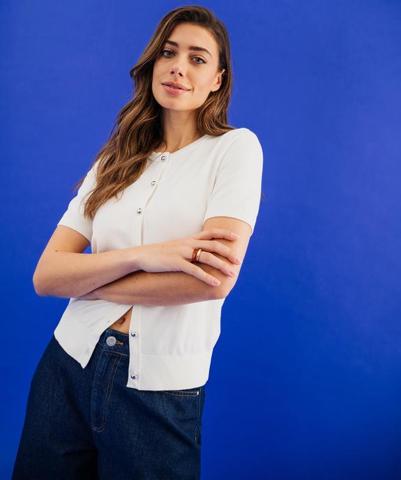 Gilet à manches courtes en maille fine et souple femme vue1 - GEMO 4G FEMME - GEMO