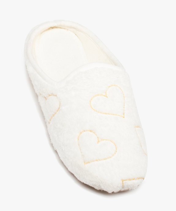 Chaussons femme mules douces brodées cœurs vue5 - GEMO(HOMWR FEM) - GEMO