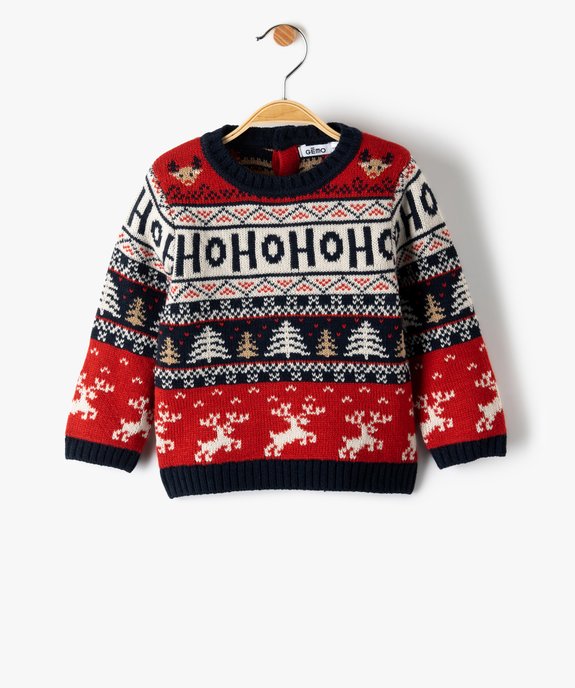 Pull de Noël bébé garçon en jacquard multicolore vue1 - GEMO(BEBE DEBT) - GEMO