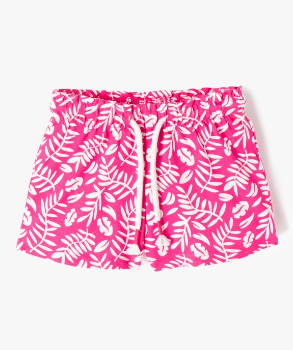 Short bébé fille en maille de coton imprimé à taille élastiquée vue1 - GEMO(BEBE DEBT) - GEMO