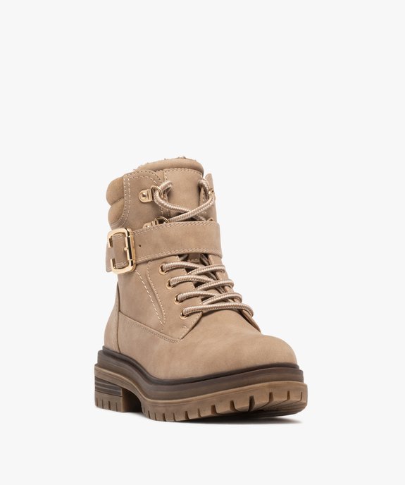 Boots femme fourrées à lacets avec bride à boucle couvrante - GEMO (CASUAL) Boots femme fourrées à lacets avec bride à boucle couvrante vue2 - GEMO (CASUAL) - GEMO