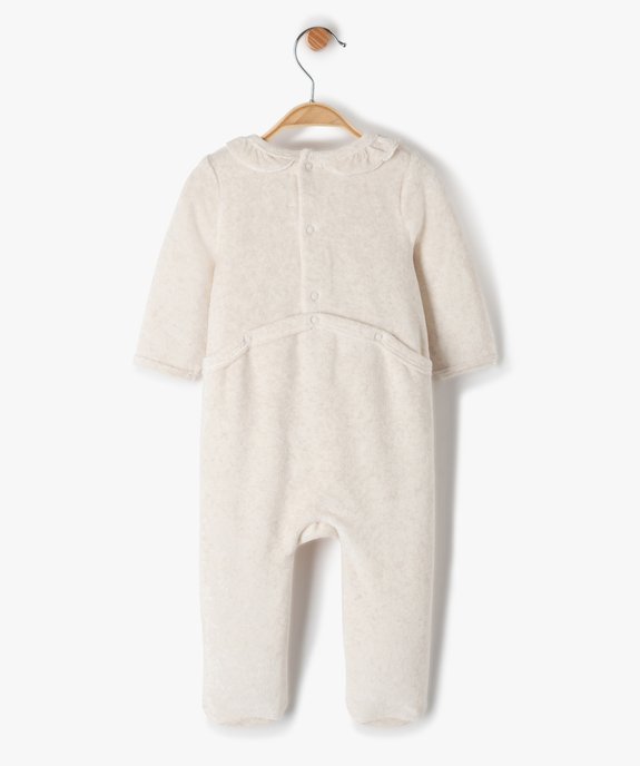 Pyjama bébé fille en velours avec motif et volant sur le col vue3 - GEMO(BB COUCHE) - GEMO