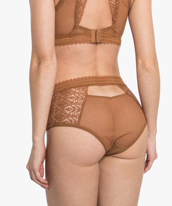 Culotte femme taille haute en dentelle et microfibre vue2 - GEMO(HOMWR FEM) - GEMO