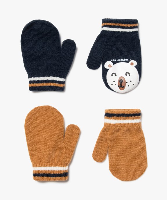 Moufles avec pouce bébé garçon (lot de 2) vue1 - GEMO(BEBE DEBT) - GEMO