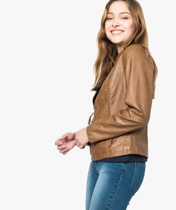 Veste femme imitation cuir avec finitions ajourées vue1 - GEMO(FEMME PAP) - GEMO