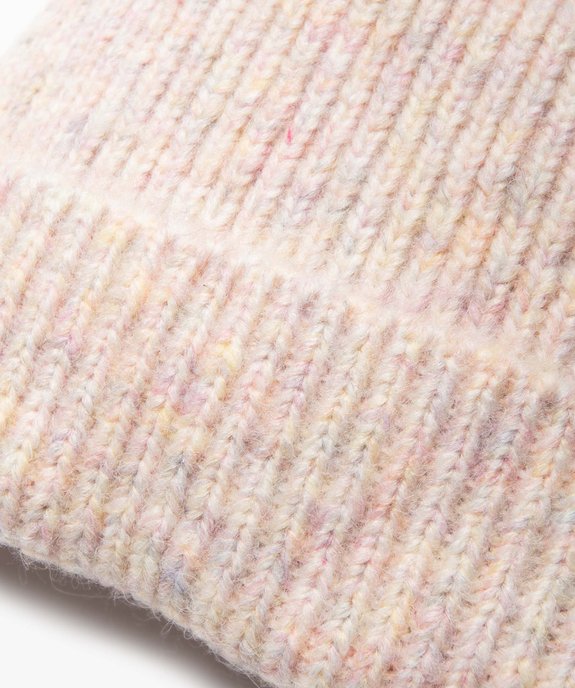 Bonnet fille en maille côtelée multicolore avec pompon vue3 - GEMO (JUNIOR) - GEMO
