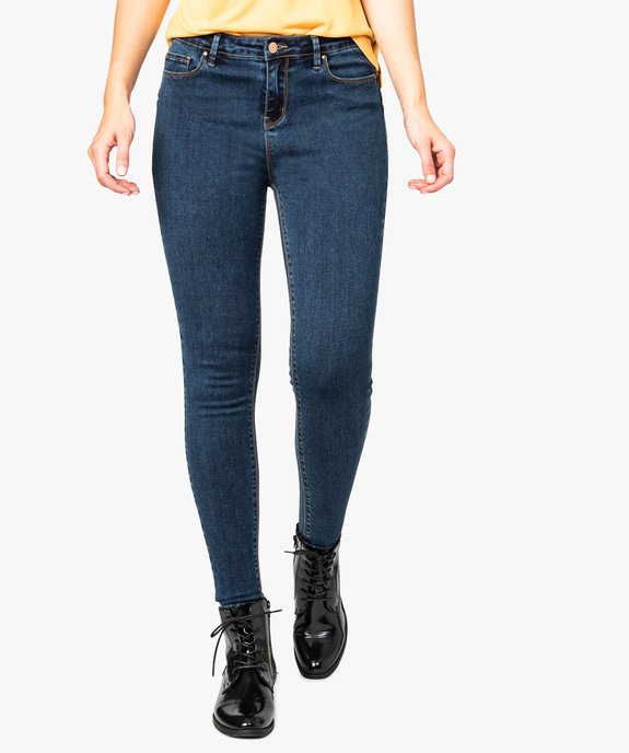 Jean femme skinny push-up uni vue1 - FOLLOW ME - GEMO