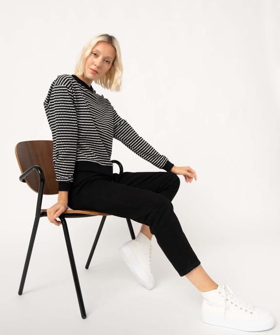 Sweat femme à motifs graphiques avec boutons sur l’épaule vue5 - GEMO(FEMME PAP) - GEMO