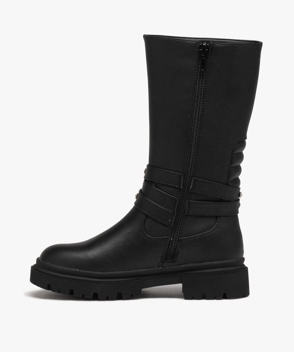 Bottes fille unies avec brides à strass et à zip vue3 - GEMO (ENFANT) - GEMO