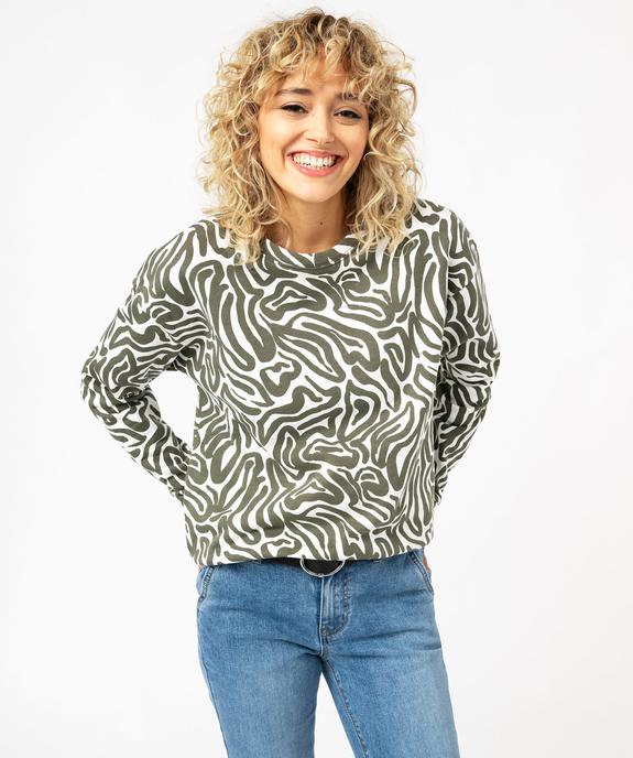 Sweat imprimé à col rond femme vue1 - GEMO 4G FEMME - GEMO
