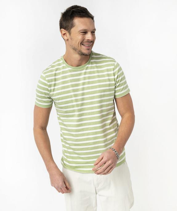 Tee-shirt à manches courtes rayé homme vue1 - GEMO (HOMME) - GEMO