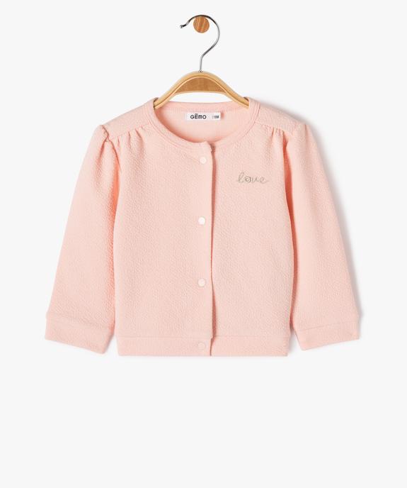 Gilet à boutons-pression bébé fille vue1 - GEMO(BEBE DEBT) - GEMO