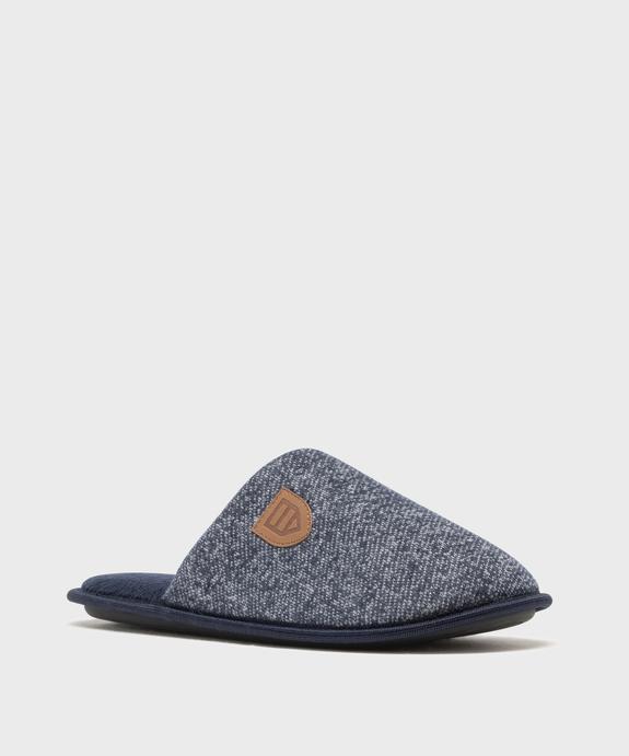 Chaussons mules en textile chiné et doublure velours homme vue2 - GEMO(HOMWR HOM) - GEMO