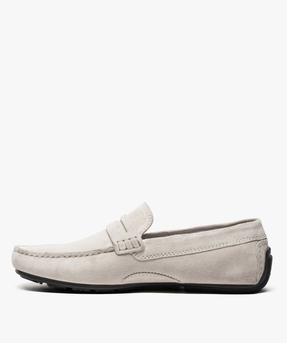 Mocassins homme dessus et intérieur cuir avec surpiqûres vue3 - GEMO (HOMME) - GEMO