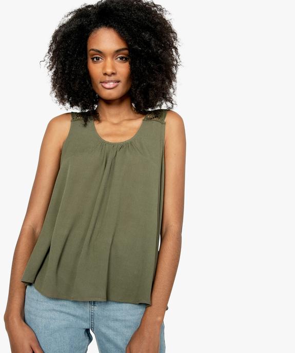 Débardeur femme coupe trapèze à dos dentelle macramé vue1 - GEMO(FEMME PAP) - GEMO