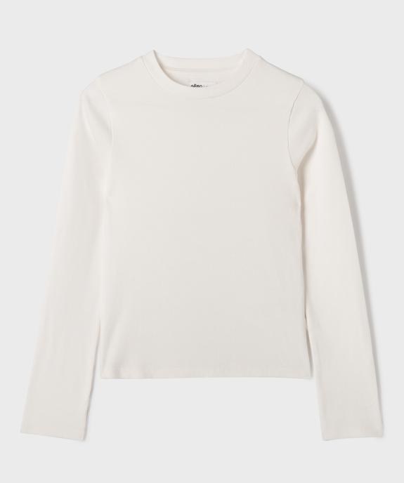 Tee-shirt manches longues uni en maille côtelée fille vue1 - GEMO 4G FILLE - GEMO