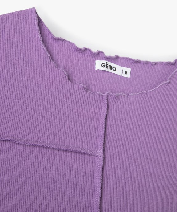 Tee-shirt fille à manches courtes finition roulottée et effet de relief vue2 - GEMO (ENFANT) - GEMO