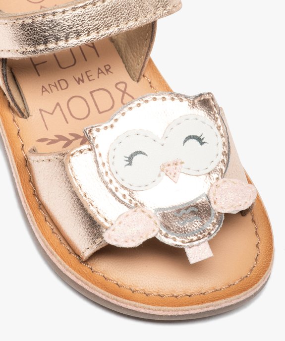 Sandales bébé fille unies à scratch avec chouette fantaisie - Mod8 vue6 - MOD8 - GEMO
