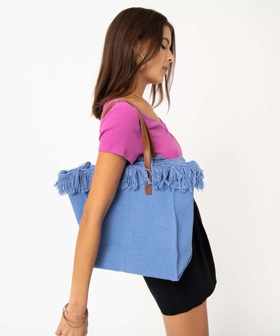 Sac femme cabas en textile à franges grand format  vue5 - GEMO (ACCESS) - GEMO